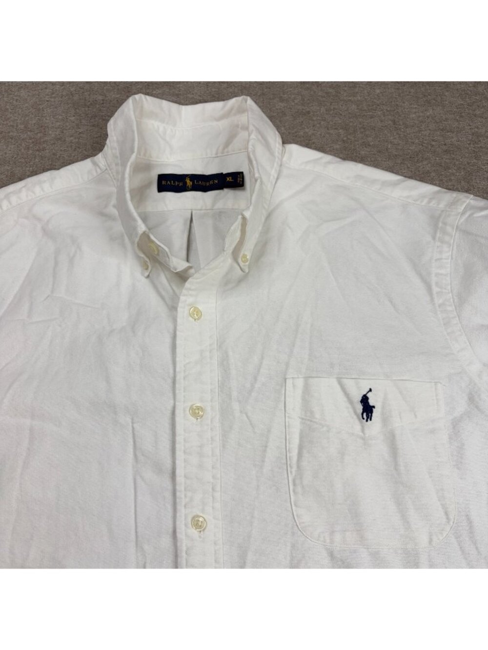 Polo Ralph Lauren Shirt XL White Solid Button Down Short Sleeve OCBD